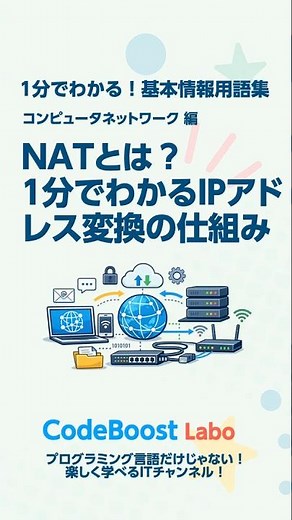 NATとは？1分でわかるIPアドレス変換の仕組み｜基本情報用語集 コンピュータネットワーク編 #shorts #shortsfeed