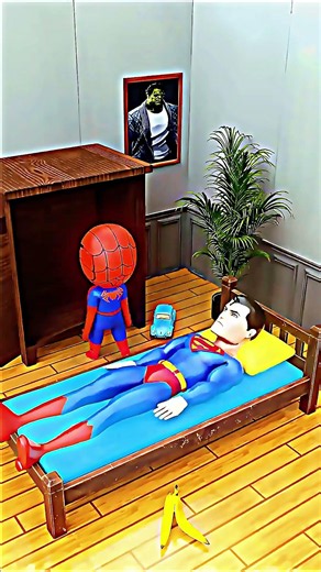 Spider-Man Gives Superman a Bedtime Pillow #Superman #SpiderMan #BedtimePra
