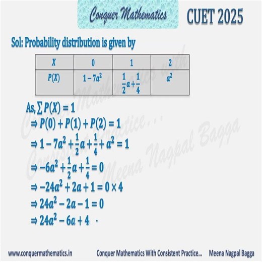 Class 12 Mathematics - PROBABILITY - MCQs - PYQs - CUET 2025 - CBSE - XII-PR-19 #math