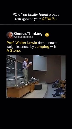 Genius Thinking | In his famous MIT physics lecture on free fall and weightlessness, Professor Walter Lewin demonstrated the concept in a dramatic and... | Instagram