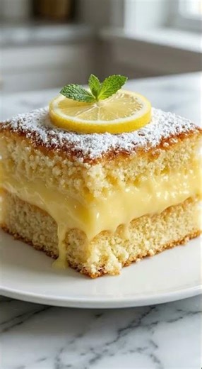 🍋 Lemon Custard Cake | Soft, Creamy & Melts Right Into Every Bite 💛