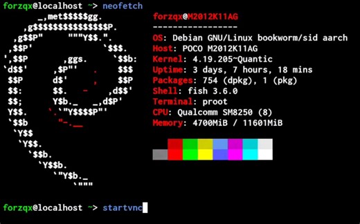 安卓手机使用Debian12桌面环境（Termux VNC Viewer）