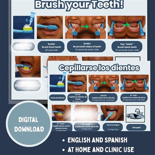 Toothbrushing Visual Schedule | OT Routine Chart | Pediatric Hygiene | English & Spanish | Printable PDF - Etsy Canada
