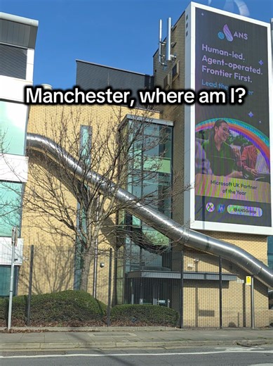 Manchester, i was told this was an actual slide at the science park in ?? after doing some research it turns out it actually is 😅 how cool would that be, finishing your shift and sliding off out the door straight to the pub 😅😅 Manchester, where am I?