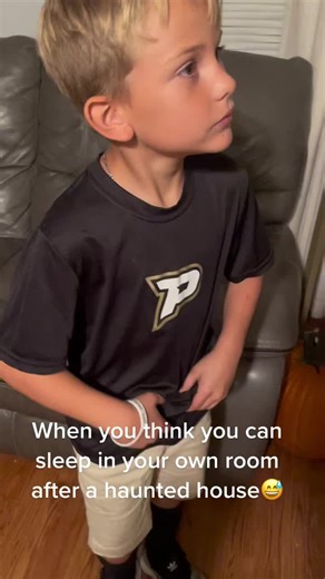 Follow and like for part 2 🤣 does he make it out the haunted house? Does he even go in? Will he sleep in his own room???😅 #wrendavid #funny #halloween #hauntedhouse #overwatchme #hauslabsfoundation #trending #kidsoftiktok #funnykidsoftiktok