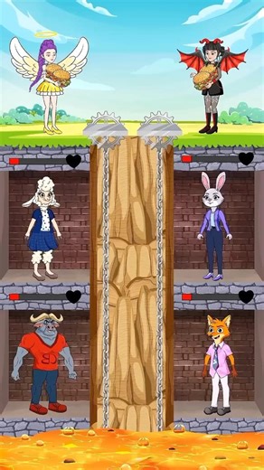 ANGEL OR DEVIL BURGER Zootopia 2 - Can NICK and JUDY Escape The Lava Pit?