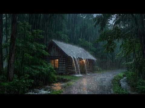 Heavy Rain on Tin Roof 🌧️ Cozy Roadside Cabin Rain Sounds for Deep Sleep