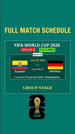 🔥FIFA World Cup 2026 Full Match Schedule | Group E Stage Fixtures Revealed! Groups, Dates & Venues