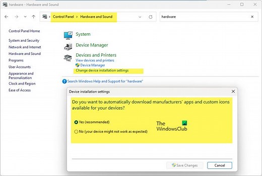 How to disable Automatic Driver Downloads or Updates in Windows 11