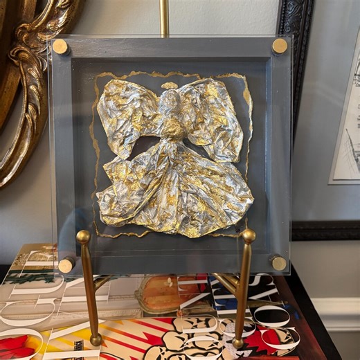 Handmade recycled plastic angel | Shadow Box Framed Art | Home Decor