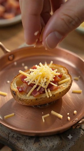 Sizzling a Micro Loaded Potato Skin 🧀 (Aggressive ASMR)