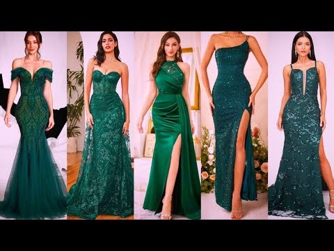 💯💖Most Beautiful Emerald Green Dress Party Outfit Ideas for Ladies 🔥