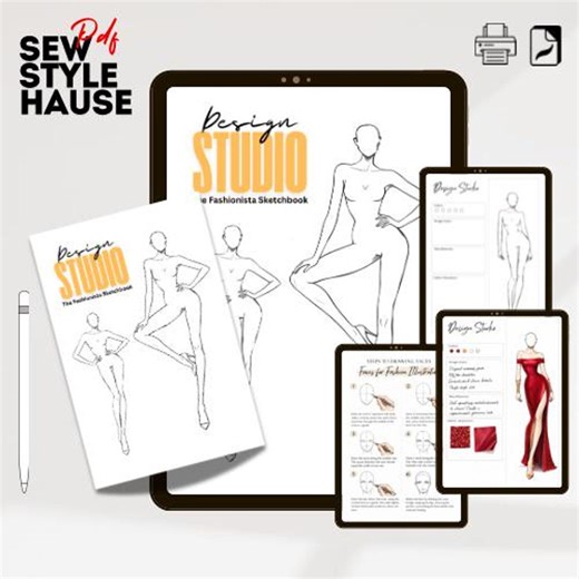 Design Studio - the Fashionista PDF Sketch Book | A Procreate-friendly Fashion Design Sketchbook - Etsy