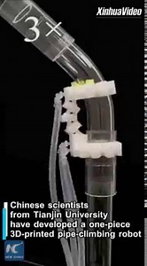 5.2K views · 191 reactions | A robot that can climb, stretch and contract like an inchworm! Chinese researchers develop 3D-printed soft robot for pipe inspection xhne.ws/Ol14z | China Xinhua News | Facebook