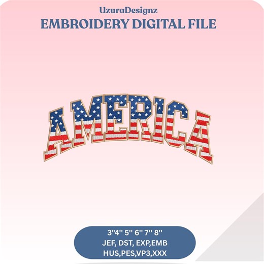 America Flag Lettering Embroidery Design Digital File, Patriotic USA Letters Embroidered Design, 4th of July Sweatshirt Design, DIY Gift - Etsy