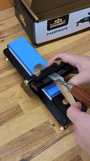 Just tried out this new sharpening jig from @sawinerywoodwork and i think my favorite part is that they used a linear bearing slide! This keeps the motion nice and smooth. For sharpening stuff, this is definitely worth looking into If you're interested, check out sawinery.net and use EVENING10 to get 10% off any of your purchases. #eveningwoodworker #woodworking #shopsetup #sharpening #sponsored | The Evening Woodworker