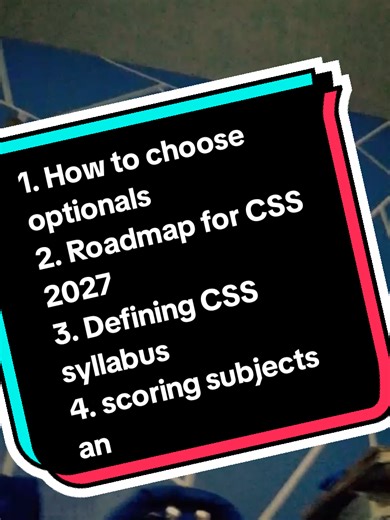 1. How to choose optionals 2. Roadmap for CSS 2027 3. Defining CSS syllabus 4. scoring subjects and many more @Shahana Shah Bukhari @CSS with Shani Shah Bukhari 📚