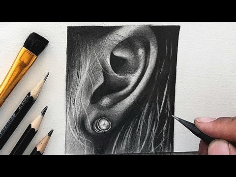 🎧 Realistic Ear Drawing Tutorial | Hyper Realistic Pencil Art ✏️
