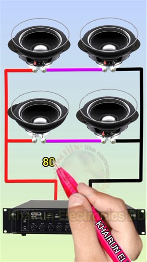 🔊 4 speaker connection with amplifier #shorts
