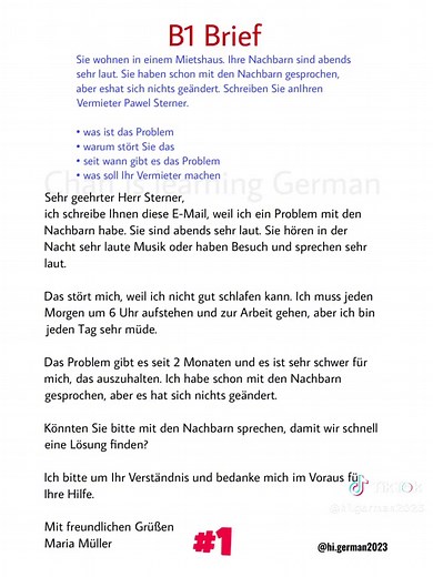 B1 Deutsch Schreiben Prüfung: Nachbarn und Buchbestellung