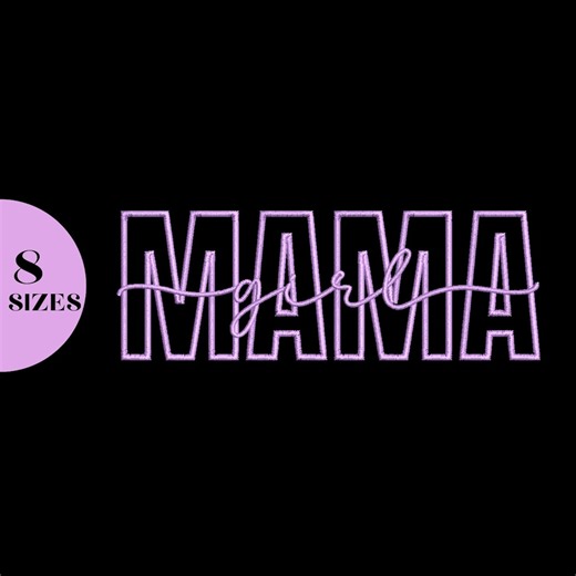Mama Applique Embroidery Design, Lettering (instant Download, 5-12 Inch Sizes - Etsy