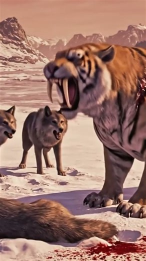 🐺🦷 Sabertooth vs Dire Wolf #history #animals #wildlife #movie #film