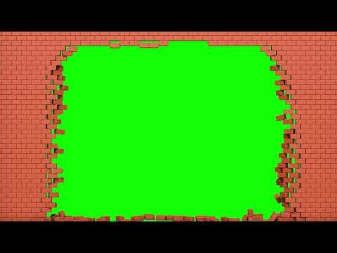Green screen brick wall break with sound effect