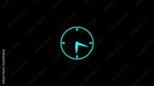 4k digital clock.Clock icon Countdown 24 Hour Day Fast Speed. Clock time rotation 360 UHD 3d Animation.