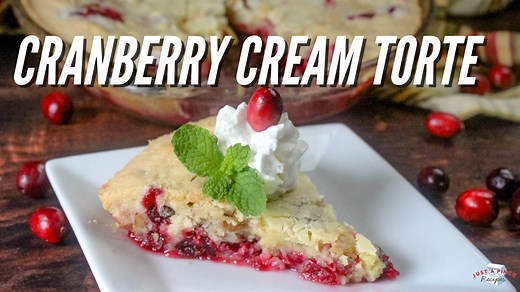A delicious cranberry cream torte that has tart, fresh cranberries and is topped with a crisp, sugary crust! https://www.justapinch.com/recipes/dessert/fruit-dessert/cranberry-cream-torte.html | Just A Pinch Recipes