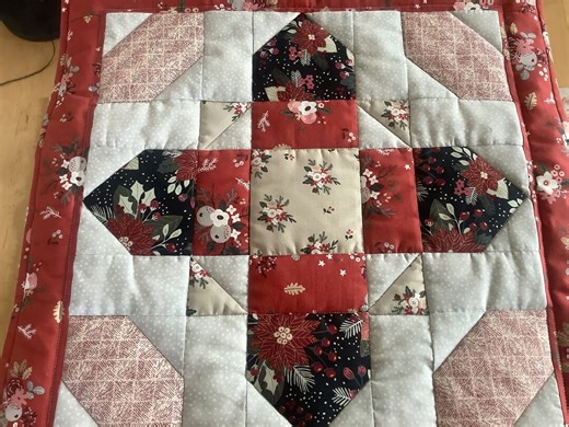 Quilted Christmas Table Runner, Poinsettia Floral, Handmade 20" Square Tabletopper - Etsy