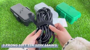 10FT Extension Cord With Weatherproof Electrical Connection Box - Black Indoor Outdoor 3 Prong, 13A 125V 16AWG - For Holiday Decoration Light