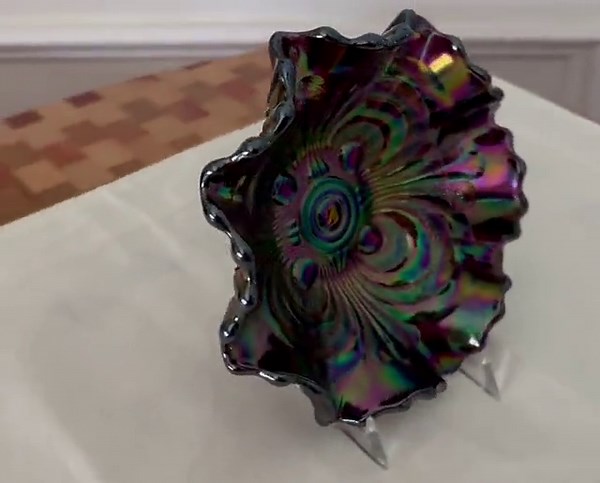 Antique Imperial Purple Carnival Glass Berry Bowl: Scroll Embossed Ruffled Edge - Etsy