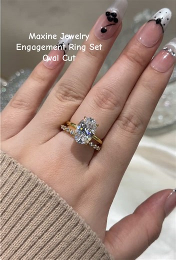 Stunning Oval Cut Engagement Ring Set from Maxine Jewelry