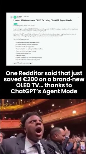 This Reddit user said that saved €200 on an OLED TV using ChatGPT Agent Mode.