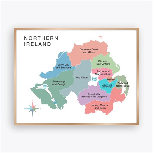 Northern Ireland Map With Districts, UK Geography Poster for Kids Classroom Homeschool, Educational Printable Map of Northern Ireland - Etsy