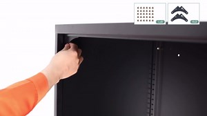 Metal Storage Cabinet, Lockable Steel Storage Cabinet with 2 Doors and Shelves, Metal Cabinet with Lock, Small Locking Cabinet for Home Office (Black)