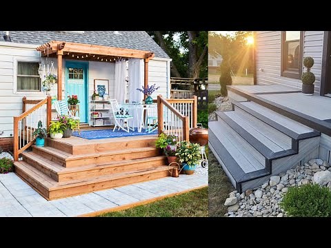 Wooden DIY Backdoor Porch Steps Design For Your Small Patio #stairs