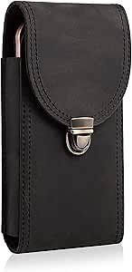 Hengwin Leather Cell Phone Holster with Belt Clip Pouch Case fit for iPhone 17 Pro Max 16 Pro Max iPhone 15 Pro Max Samsung Galaxy S25 Edge S24 Ultra, Phone Holder for Work/Outdoor Activities (Grey)