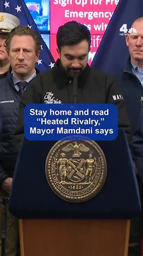Mamdani promoted the city’s library system, encouraging New Yorkers to stay home and browse its online selection (like “Heated Rivalry”) to stay safe during the strongest snow storm we’ve seen in years. #nyc #heatedrivalry #snow #storm | NBC New York