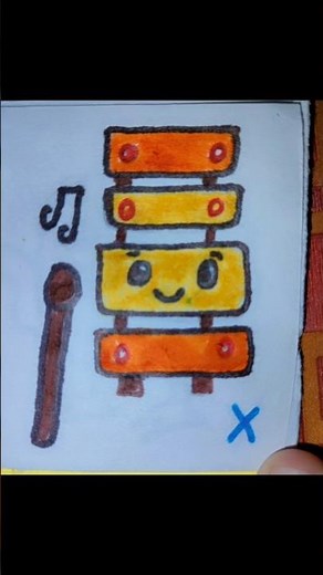 Cute Xylophone Kawaii Drawing | Easy Music Instrument Art for beginners 🎨✨#art