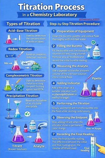 Titration Process in a Chemistry Laboratory #chemistry #laboratory #titration #solution #education