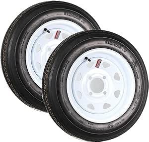 eCustomrim 2-Pack Trailer Tire Rim Assembly 4.80-12 480-12 12" 4 Lug On 4" Center White Spoke Wheel - 2 Year Warranty w/Free Roadside