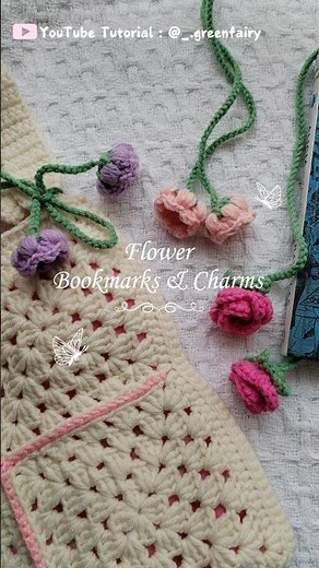 Crochet flower bookmarks that can also be used as charms. Roses and Lily of the Valley🥀🌹Tutorial