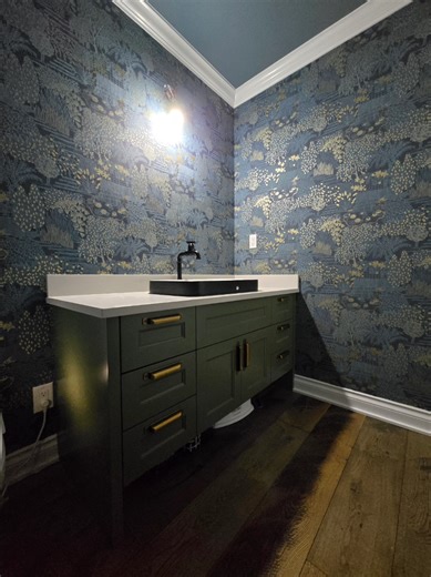 another powder room completed #wallpaperinstaller #wallpaper #powderroom