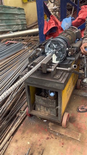 Technical threading rebar for installing coupler #construction #shorts #building #civilengineering