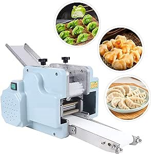 Commercial Dumpling Skin Maker, 110V Electric Dumpling Maker Machine Wonton Wrappers Dough Round Processing Machine with 1 Mold (Installed) & Brush for Hotel Restaurant Kitchen