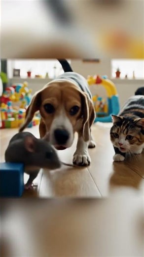 Cat Dog Mouse Teamwork #CatDogMouse #TeamworkWins #AnimalMotivation #CuteAnimals #MoralStory#cartoon