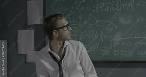 Smart mathematical researcher reviewing his work