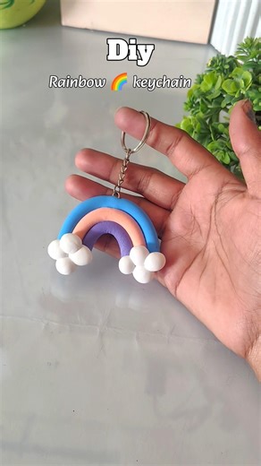 Easy clayart diy rainbow keychain #shorts #short #trending #clayart #viralshorts