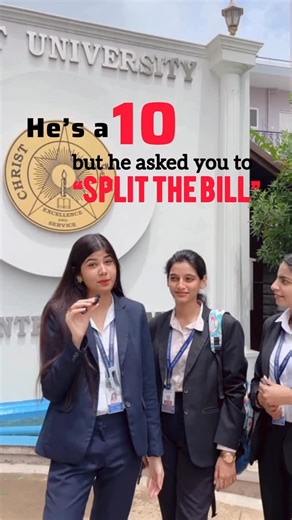 Swarnima Gupta🧿 on Instagram: "Christites React Ep-29 He’s a 10 but he asked you to split the bill . . . . . . . . . . [Christ University Bangalore, Christ University girls, Christ University dating, Christite girls opinions, Christ University campus vox pop, college dating India, first date bill split, he’s a 10 but trend, Gen Z dating opinions, girls react dating, college girls vox pop, Bangalore college students, dating standards girls, split the bill debate, urban college dating] #christuni